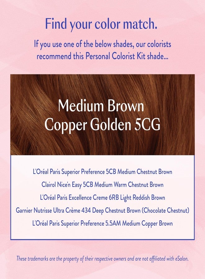 eSalon Permanent Hair Color & Hair Dye Kit - Medium Brown Copper Golden - Professional-Grade Personal Colorist for All Hair Types, Up To 100% Gray Coverage - Ammonia-Free - Image 5